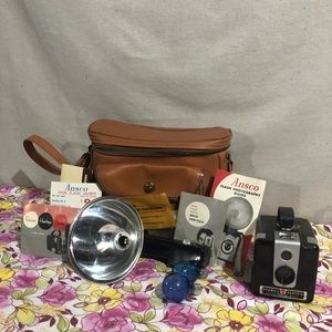 Ansco Camera Flash Brownie Hawkeye Set